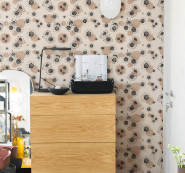 Blumentapete blühendes beiges elegantes muster - TenStickers