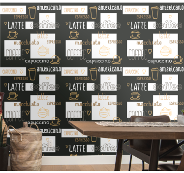 Dekorative Kaffeezeichnungen Tapete Küche - TenStickers