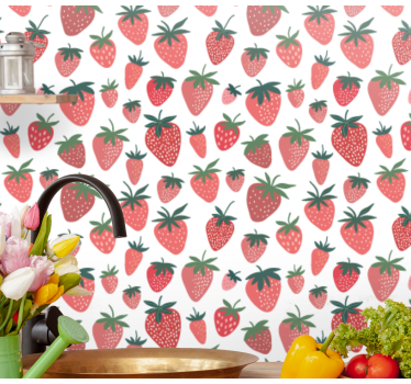 Tapeten für die Küche handgezeichnet erdbeeren - TenStickers