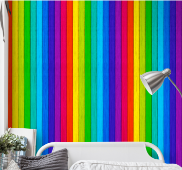 Tapete Jugendzimmer Regenbogen-Holzhintergrund - TenStickers