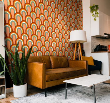 Tapete Wohnzimmer 70er Regenbogenmuster - TenStickers