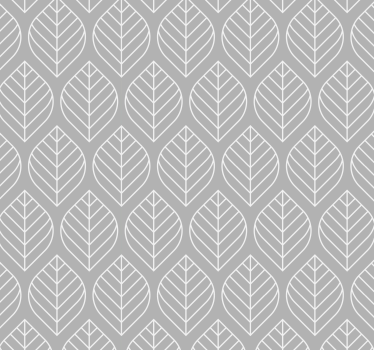 Nordisches Blattmuster Grau Fototapete Natur - TenStickers