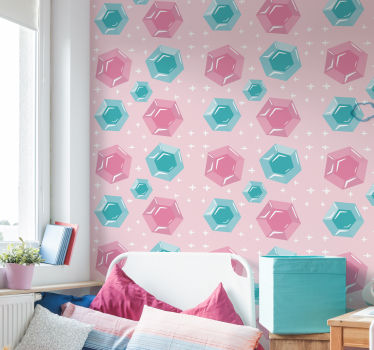 Vliestapete abstrakt pinke Juwelen - TenStickers