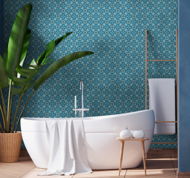 Blaues muster badezimmertapete - TenStickers
