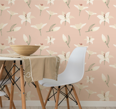 Blumentapete beiges zartes blumenmotiv - TenStickers