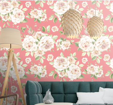 Tapete Natur Blumenmuster mit Rosen - TenStickers