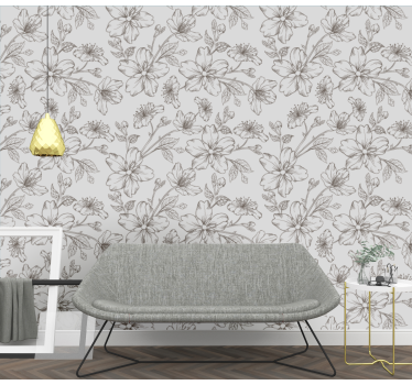 Blumentapete blumenskizze eleganz - TenStickers