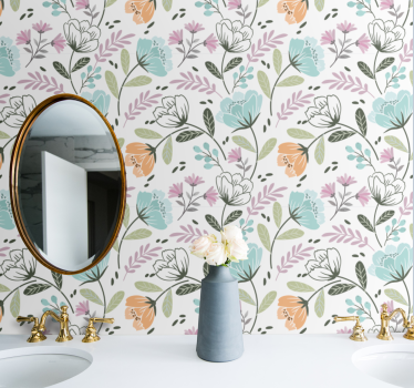 Tapete Badezimmer florales botanisches arrangement - TenStickers