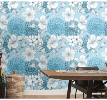 Blumentapete florales skizzenmotiv - TenStickers