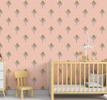 Tapete Baby gänseblümchenmuster auf rosa hintergrund - TenStickers