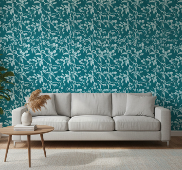 Blumentapete im blauen aquarelldesign - TenStickers