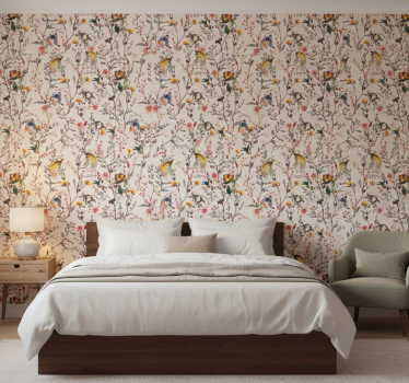 Blumentapete im naturalistischen blumendesign - TenStickers