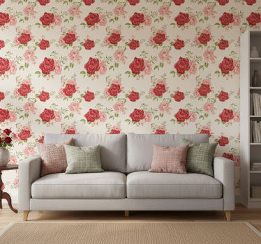 Blumentapete mit anmutigen rosen - TenStickers