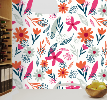 Blumentapete mit lebendigen blumenmotiven - TenStickers