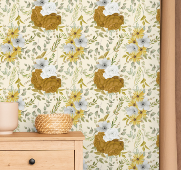 Blumentapete mit nistenden blumen - TenStickers