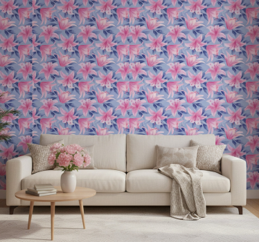 Blumentapete mit rosa und lila aquarellblumen - TenStickers