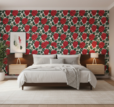 Blumentapete mit roten rosenoptik (b09yd2z7zz) - TenStickers