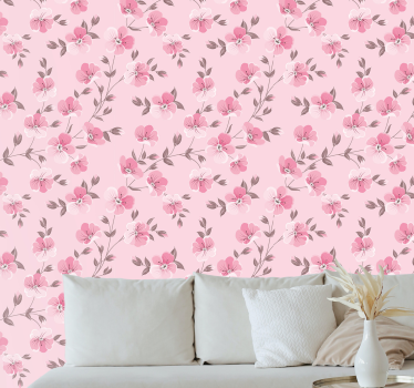 Blumentapete rosa blumenarrangement - TenStickers