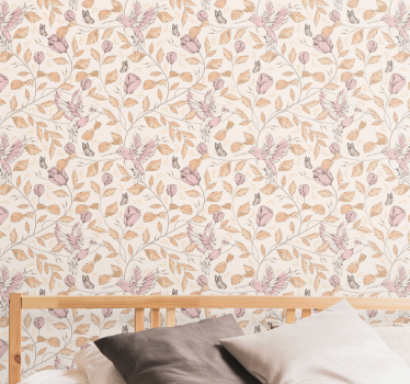 Blumentapete zartes beiges motiv - TenStickers