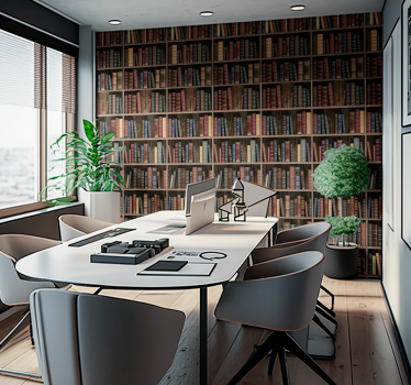 Bibliothekregal Tapete Büro - TenStickers