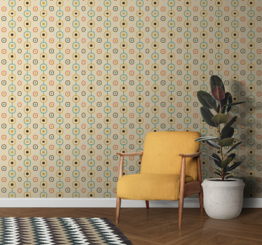 Geometrische 60er Jahre Design Vliestapete - TenStickers