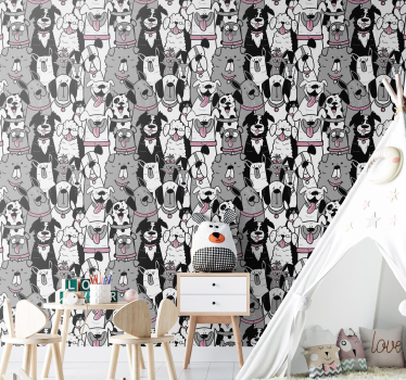 Gezeichnete Hunde Umrisse Kinderzimmer Tapete - TenStickers