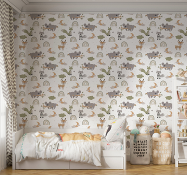 Kinderzimmer Tapete scandinavische Tiermuster - TenStickers