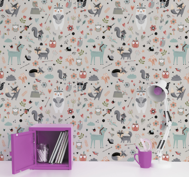 Kinderzimmer Tapete Tapete mit waldmotiven im nordischen stil - TenStickers