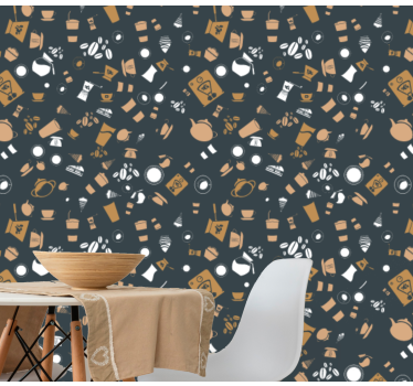 Tapete esszimmer mit kaffeemotiven - TenStickers