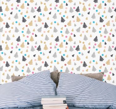 Tapete Baum buntes kiefernmuster - TenStickers
