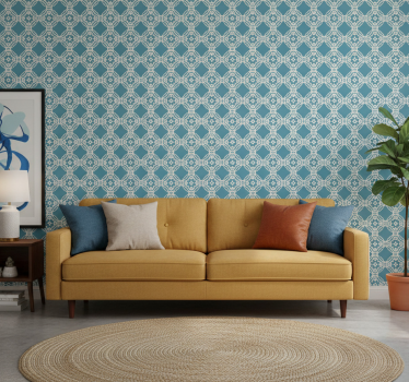 Muster tapete antik vintage blau weißes design - TenStickers