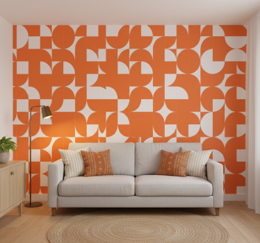 Muster tapete orange geometrisches kreismuster - TenStickers