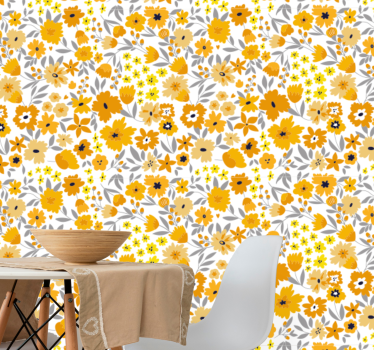 Wohnzimmer Tapete Natur gelbe und orangene Blumen - TenStickers