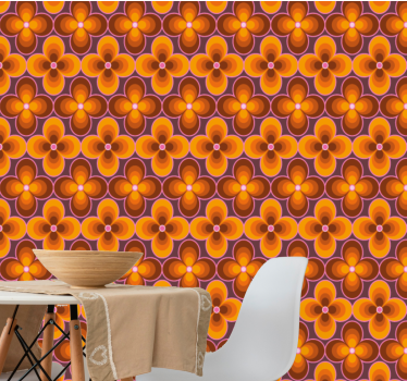 Jahrgang Tapete grooviges retro-blumenmuster - TenStickers