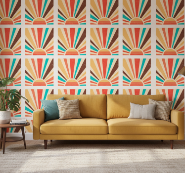 Retro tapete abstract vintage sonnenuntergang - TenStickers