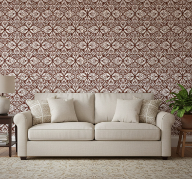 Retro tapete braunes blumenmuster - TenStickers
