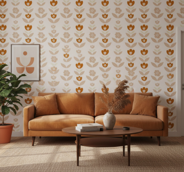 Retro tapete mit 70er jahre blumenmuster - TenStickers