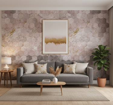 Retro tapete mit hexagonalem ombre-muster - TenStickers