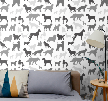 Schlafzimmer Tapete Schwarzer hund silhouette Muster - TenStickers
