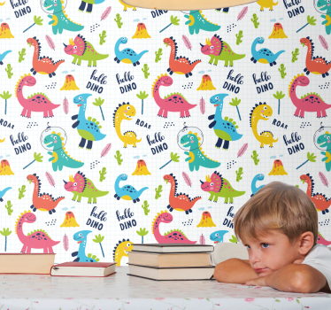 Schlafzimmer Tapete Süßes dinosauriermuster - TenStickers