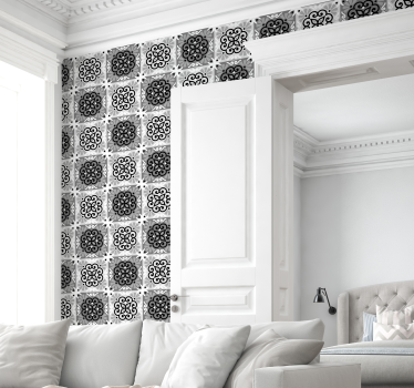 Schwarze Vintage Ornament Tapete - TenStickers