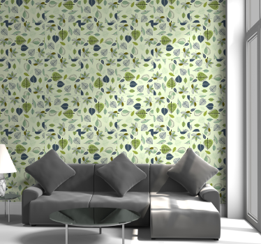 Tapete Wohnzimmer Blumentapete grüne Blätter - TenStickers