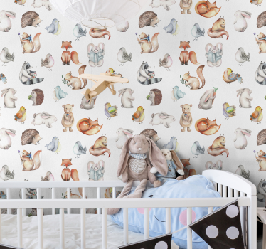 Süße Waldtiere Kinderzimmer Tapete - TenStickers