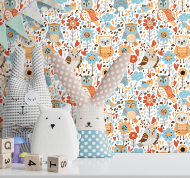 Tapete Baby eulen blumenmuster - TenStickers