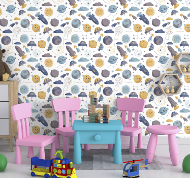 Tapete Baby kinderzimmer mit weltraumthema - TenStickers