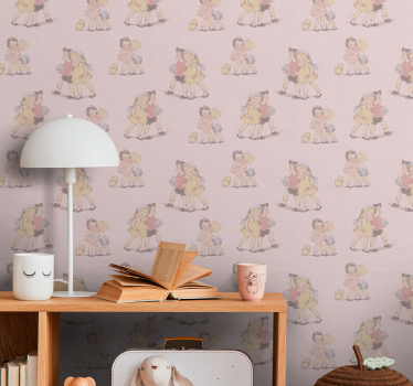 Tapete Baby rosa Retro Kinder - TenStickers