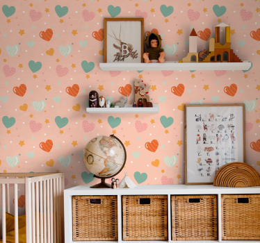 Tapete Baby muster mit herzen und sternen - TenStickers