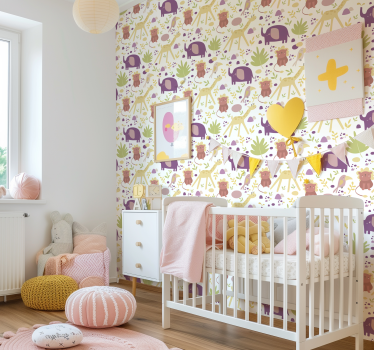 Tapete Baby pastell fröhliche Tiere - TenStickers