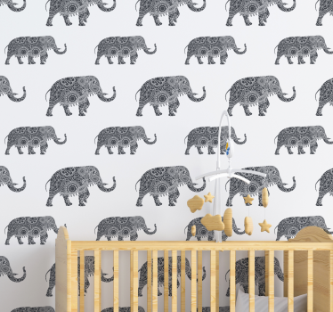 Tapete Baby verzierte elefanten - TenStickers