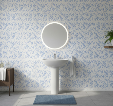 Tapete badezimmer blau und weißes muster - TenStickers